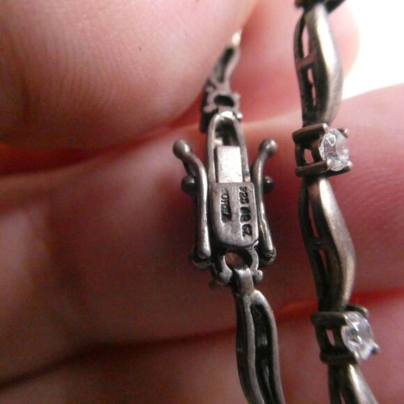 Sterling Silver 925 Diamonique Bracelet Rhinestones Faux Diamonds Box Clasp - Picture 6 of 7